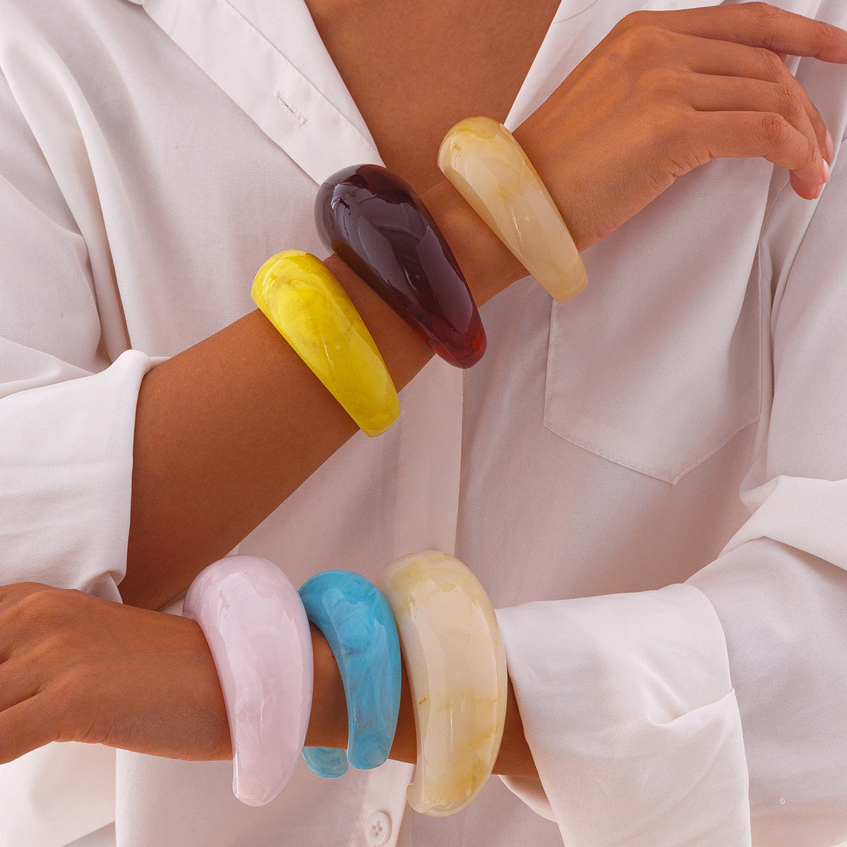 Resin acrylic open bangle bracelet
