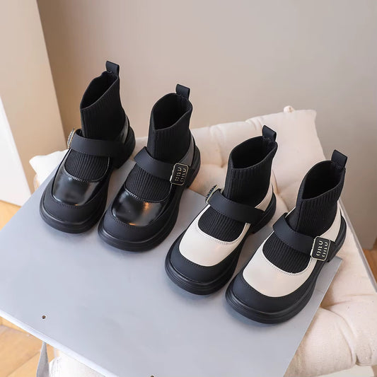 Girls princess dress school Uniform booties shoes