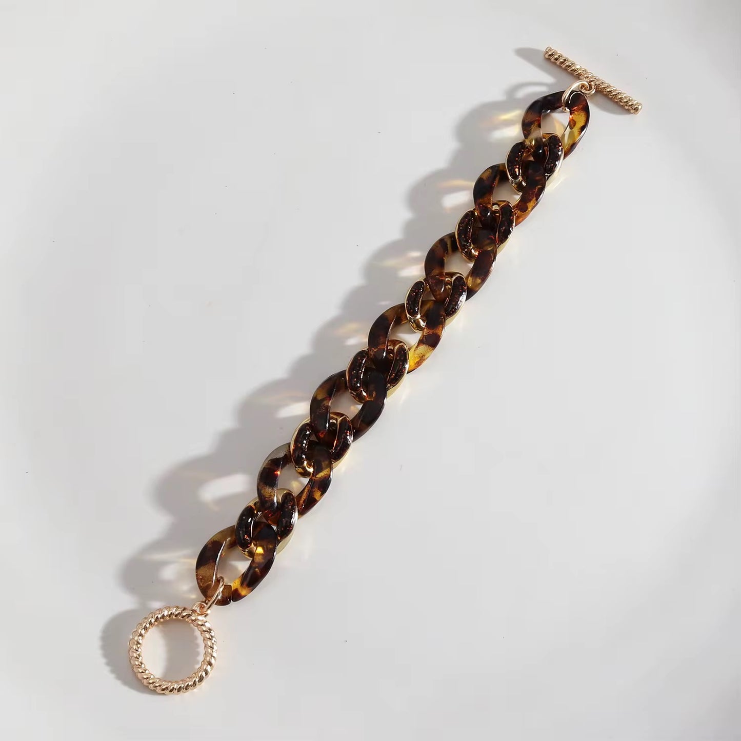 Vintage metal acrylic splicing Thick chain bracelet for women