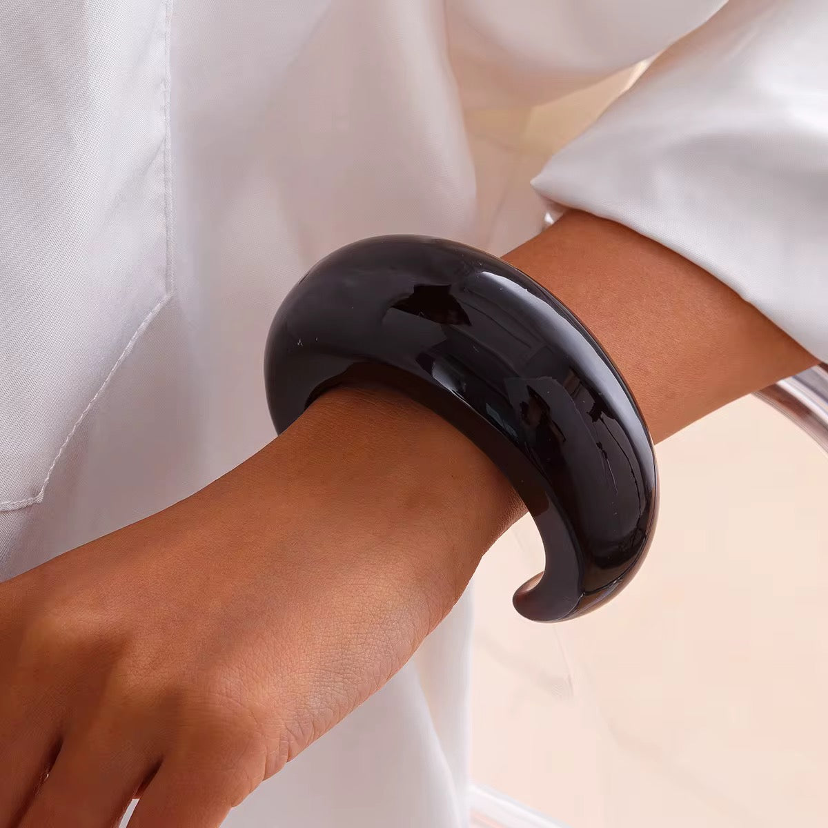Resin acrylic open bangle bracelet