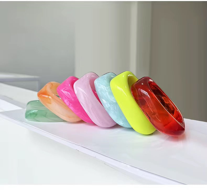 Colorful thicken chunky resin bangle bracelet