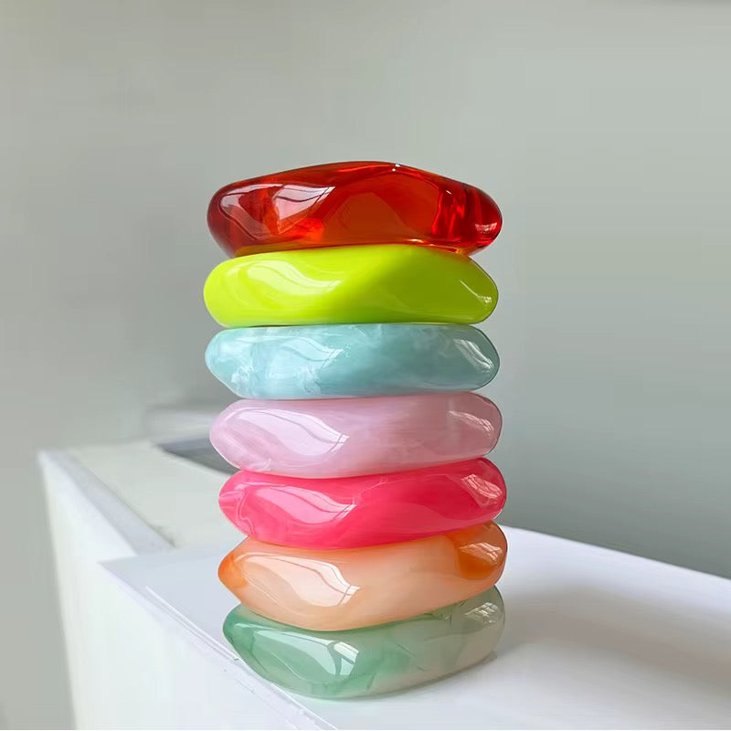 Colorful thicken chunky resin bangle bracelet