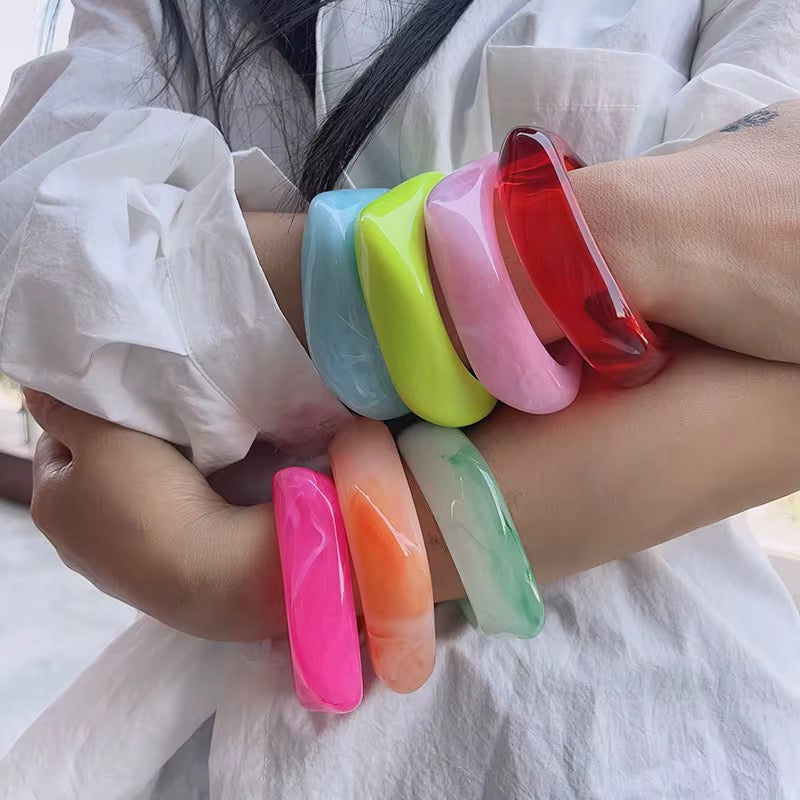 Colorful thicken chunky resin bangle bracelet