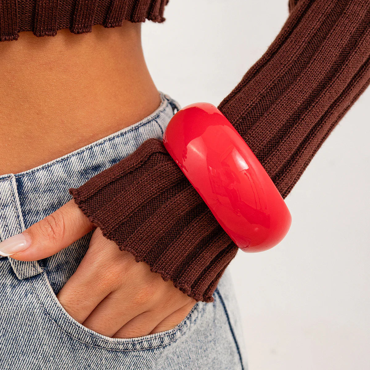 Red circle Shape Acrylic Bracelet