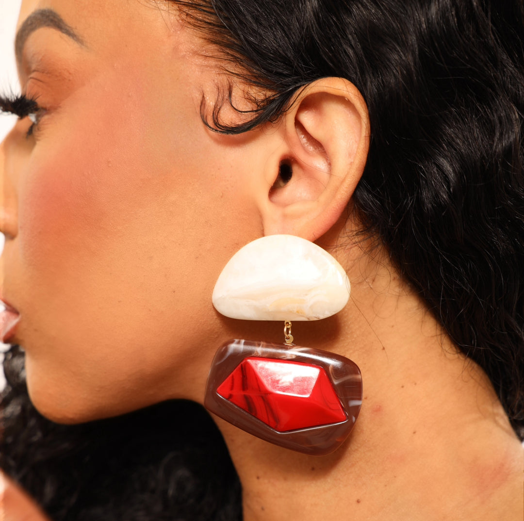 Big resin drop earrings trendy
