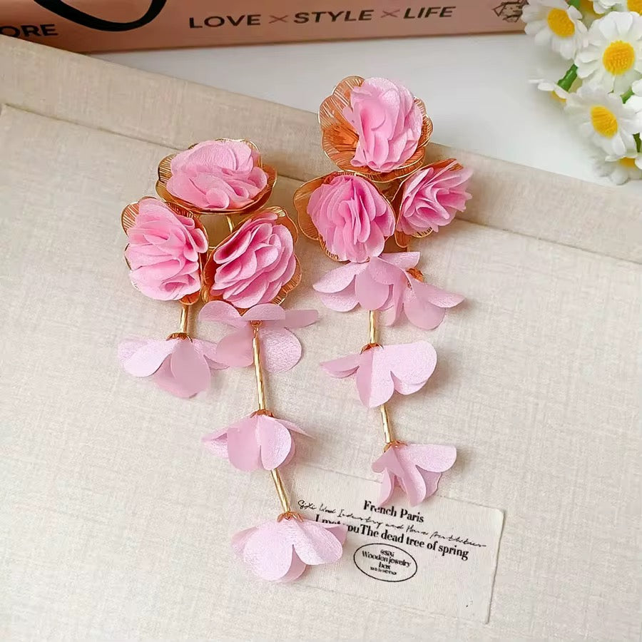 Flowers Tassel Drop Earrings