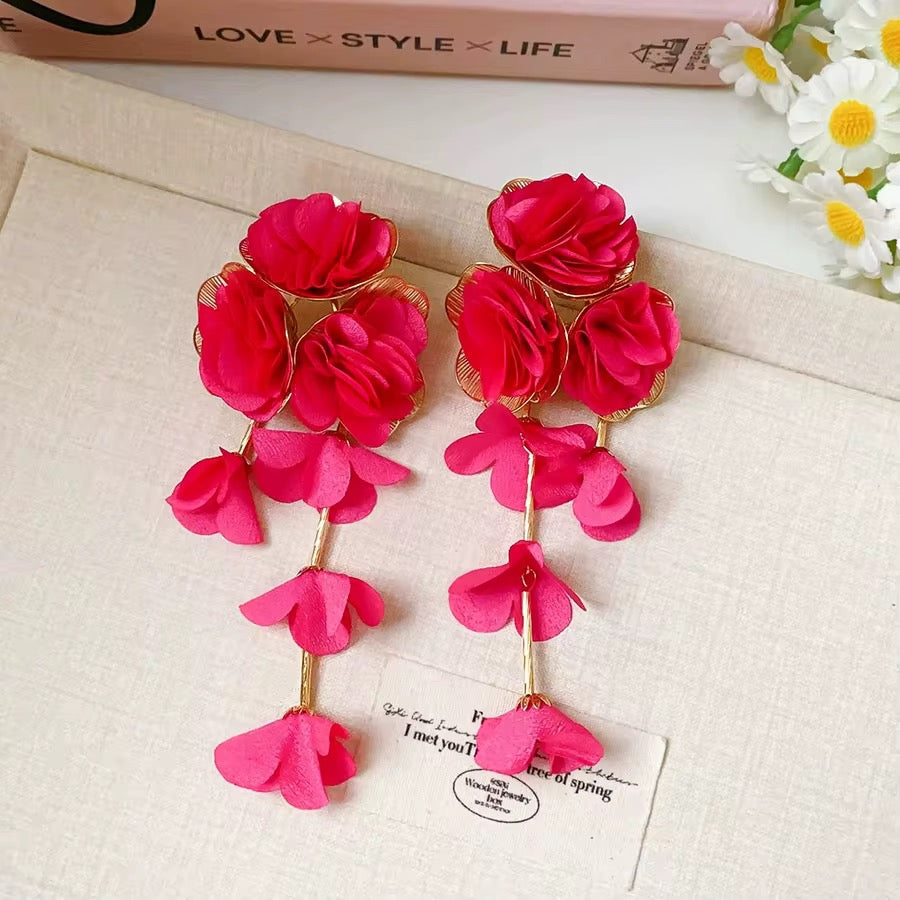 Flowers Tassel Drop Earrings