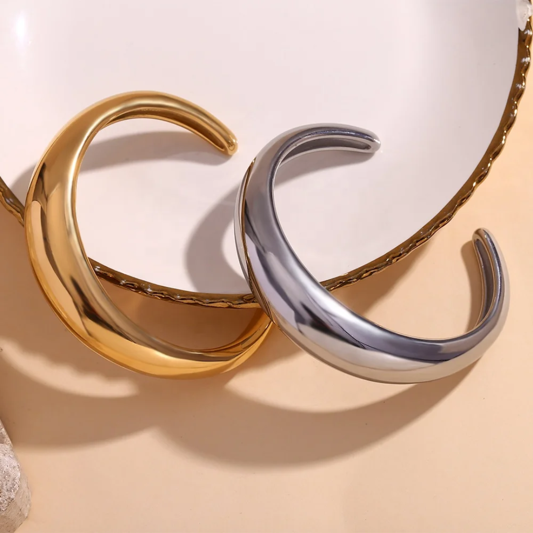 Chunky Cuff Bangle Classical PVD Gold Plated