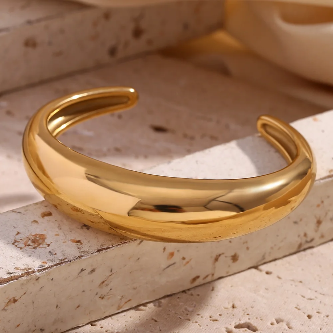Chunky Cuff Bangle Classical PVD Gold Plated