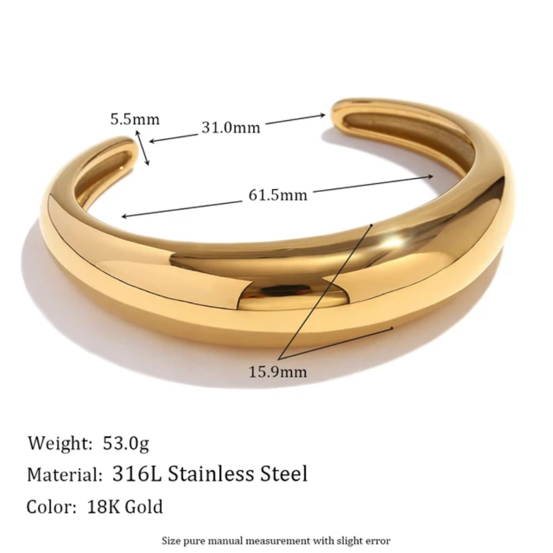 Chunky Cuff Bangle Classical PVD Gold Plated
