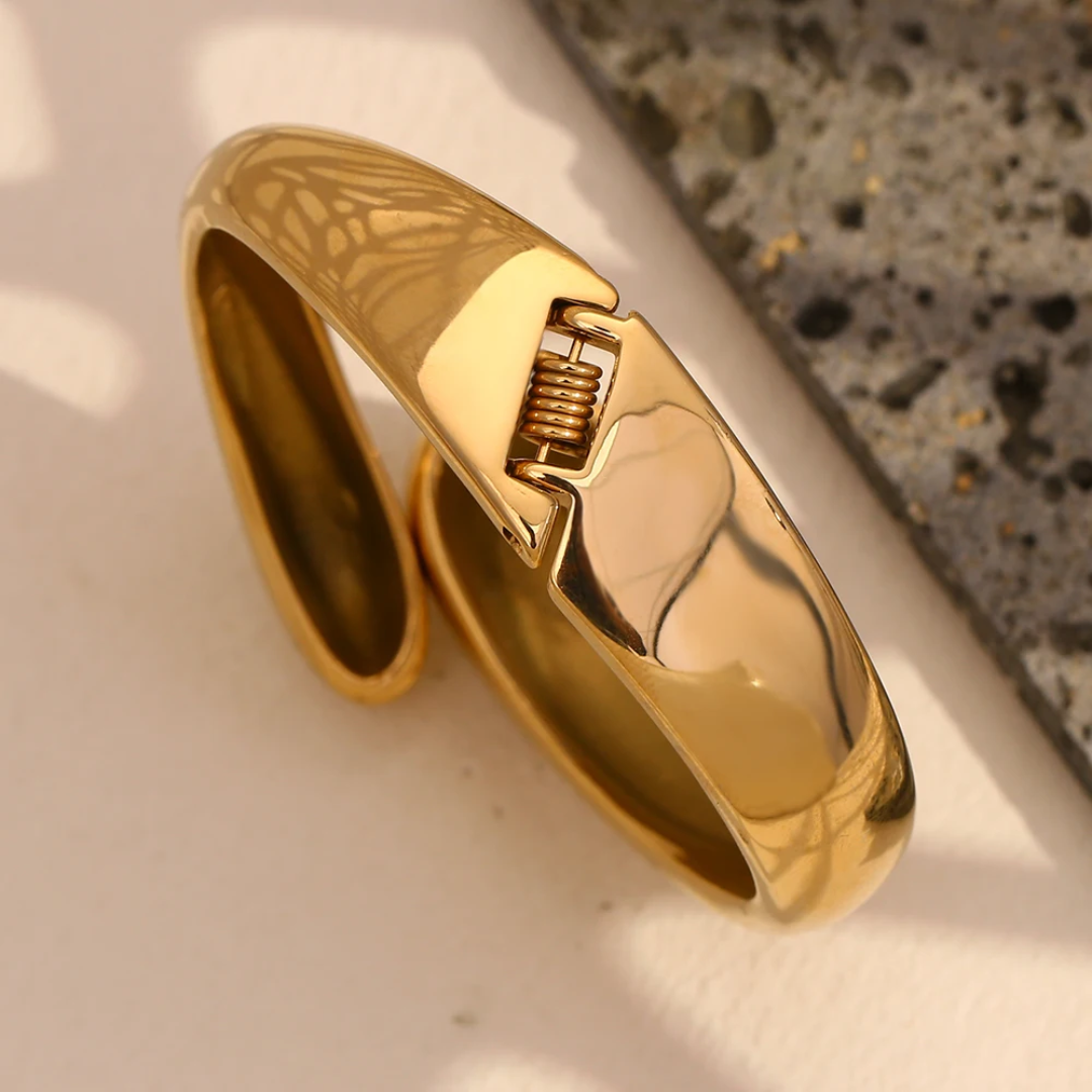 Bracelet double goutte d'eau en acier inoxydable large