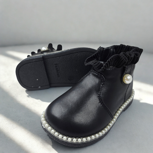 Bottines noires pour enfants avec détails en perles