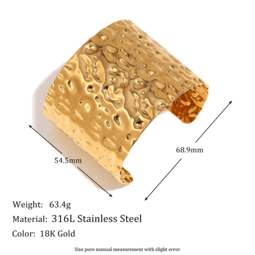 Elegant luxury textured open cuff bracelet