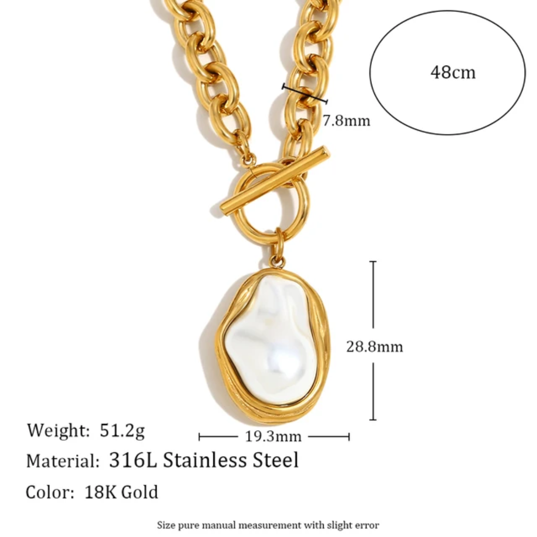 Trendy gold-plated stainless steel pendant necklace