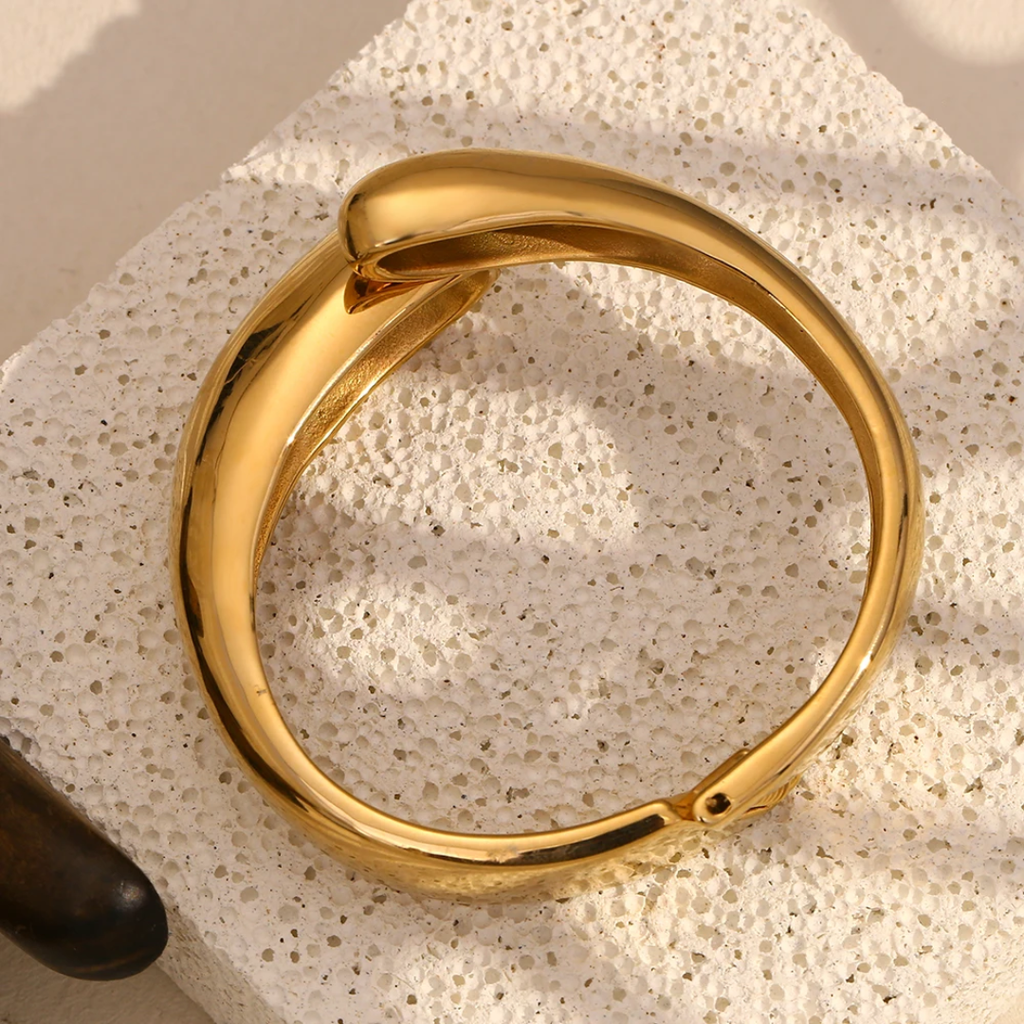 Bracelet double goutte d'eau en acier inoxydable large